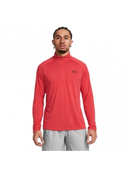 Męska bluza treningowa nierozpinana bez kaptura Under Armour UA Tech 2.0 1/2 Zip - czerwona ze sklepu Sportstylestory.com w kategorii Bluzy męskie - zdjęcie 175280043