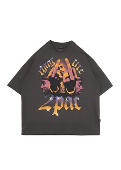 Cropp - Szary T-shirt z nadrukiem Tupac UNISEX - szary ze sklepu Cropp w kategorii T-shirty męskie - zdjęcie 175282691