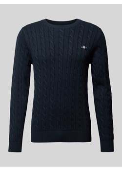 Sweter z dzianiny z wyhaftowanym logo ze sklepu Peek&Cloppenburg  w kategorii Swetry męskie - zdjęcie 175285712