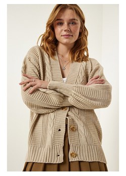 Happiness Istanbul Kardigan w kolorze beżowym ze sklepu Limango Polska w kategorii Swetry damskie - zdjęcie 175286414