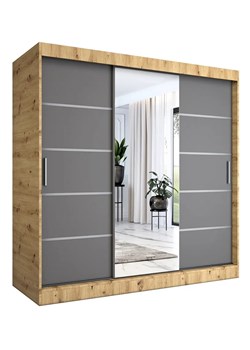 Szafa przesuwna 200 cm dąb artisan + antracyt - Marmos 6X ze sklepu Edinos.pl w kategorii Szafy - zdjęcie 175290312