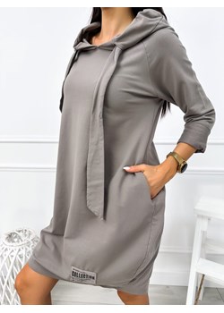 Szara Dresowa Sukienka z Kapturem ze sklepu ModnaKiecka.pl w kategorii Sukienki - zdjęcie 175292070