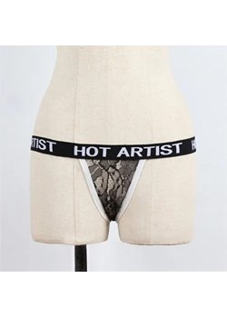 Koronkowe stringi z napisem "Hot artist" - Czarny / S ze sklepu Valetta.pl w kategorii Majtki damskie - zdjęcie 175296060