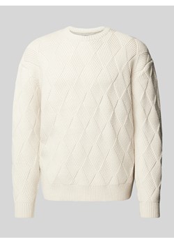 Sweter z dzianiny z prążkowanymi wykończeniami ze sklepu Peek&Cloppenburg  w kategorii Swetry męskie - zdjęcie 175301463