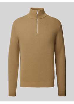 Sweter z dzianiny z prążkowanymi wykończeniami model ‘DANE’ ze sklepu Peek&Cloppenburg  w kategorii Swetry męskie - zdjęcie 175301583