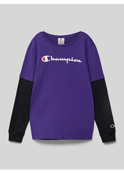 Bluzka z długim rękawem,detalami z logo i okrągłym dekoltem ze sklepu Peek&Cloppenburg  w kategorii T-shirty chłopięce - zdjęcie 175301612