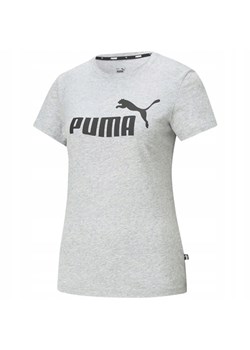 PUMA T-Shirt damski Ess Logo Tee szary ze sklepu taniesportowe.pl w kategorii Bluzki damskie - zdjęcie 175304664