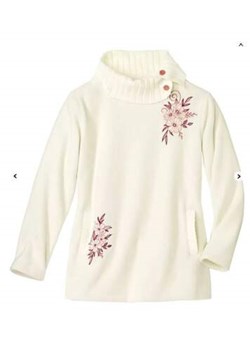 Polarowy sweter z haftami i trykotowym kołnierzem ze sklepu Atlas For Men w kategorii Swetry damskie - zdjęcie 175304883