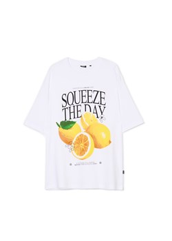 Cropp - Biała koszulka z motywem cytryn - biały ze sklepu Cropp w kategorii T-shirty męskie - zdjęcie 175310704