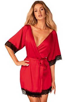 Obsessive Sensuelia robe szlafrok, Kolor czerwony, Rozmiar S/M, Obsessive ze sklepu Intymna w kategorii Szlafroki damskie - zdjęcie 175325363