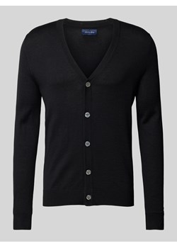 Kardigan o kroju slim fit z mieszanki wełny z dekoltem w serek ze sklepu Peek&Cloppenburg  w kategorii Swetry męskie - zdjęcie 175331362