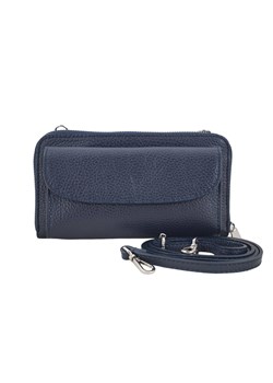 Portfel z etui na telefon ze skóry licowej - Granatowy ze sklepu butyolivier w kategorii Etui - zdjęcie 175332620