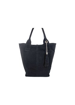Shopper bag - torebka damska zamszowa - Czarna ze sklepu butyolivier w kategorii Torby Shopper bag - zdjęcie 175333174