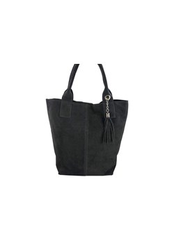 Shopper bag  torebka damska zamszowa - Szara ciemna ze sklepu butyolivier w kategorii Torebki worki - zdjęcie 175334424