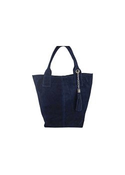 Shopper bag - torebka damska zamszowa - Granatowa ze sklepu butyolivier w kategorii Torby Shopper bag - zdjęcie 175335734