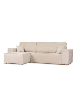Beżowa sztruksowa sofa narożna modułowa z funkcją spania do salonu - Elanor ze sklepu Edinos.pl w kategorii Sofy i kanapy - zdjęcie 175359104