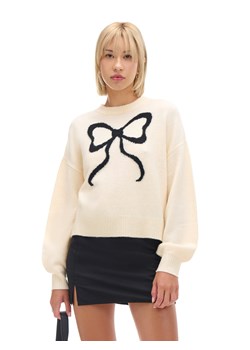 Cropp - Kremowy sweter ze wstążką - kremowy ze sklepu Cropp w kategorii Swetry damskie - zdjęcie 175363223