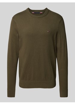 Sweter z dzianiny z wyhaftowanym logo model ‘PIMA’ ze sklepu Peek&Cloppenburg  w kategorii Swetry męskie - zdjęcie 175379811