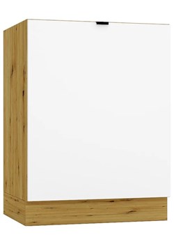 Jednodrzwiowa szafka kuchenna pod zlew 60 cm biały + dąb artisan W0-H37 ze sklepu Edinos.pl w kategorii Meble kuchenne - zdjęcie 175385492