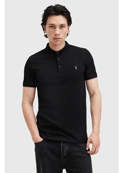 AllSaints polo bawełniane REFORM kolor czarny gładki M075PB ze sklepu ANSWEAR.com w kategorii T-shirty męskie - zdjęcie 175387344