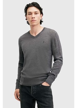 AllSaints sweter wełniany MODE MERINO VNECK męski kolor szary lekki M022KA ze sklepu ANSWEAR.com w kategorii Swetry męskie - zdjęcie 175387561