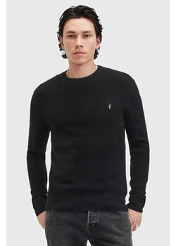 AllSaints sweter wełniany IVAR MERINO CREW męski kolor czarny  M087KB ze sklepu ANSWEAR.com w kategorii Swetry męskie - zdjęcie 175387590