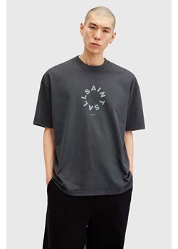 AllSaints t-shirt bawełniany TIERRA SS CREW męski kolor granatowy z nadrukiem M072PB ze sklepu ANSWEAR.com w kategorii T-shirty męskie - zdjęcie 175387881