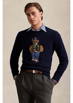 Polo Ralph Lauren sweter wełniany męski kolor granatowy  710946138 ze sklepu ANSWEAR.com w kategorii Swetry męskie - zdjęcie 175402110