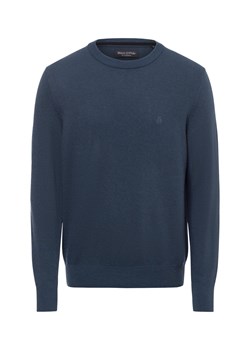Marc O'Polo Męski sweter z dzianiny Mężczyźni Bawełna niebieski jednolity ze sklepu vangraaf w kategorii Swetry męskie - zdjęcie 175407024