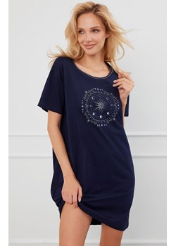 Bawełniana koszula nocna damska z krótkim rękawem granatowa Arugia, Kolor granatowy, Rozmiar S, Italian Fashion ze sklepu Primodo w kategorii Koszule nocne - zdjęcie 175415434