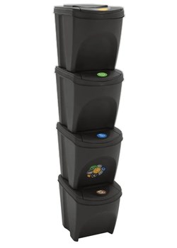 Szare 4 sztuki koszy do segregacji śmieci B5-F25 - id: 46024 - marki Elior - 175422810 Szare 4 sztuki koszy do segregacji śmieci B5-F25 ze sklepu Edinos.pl w kategorii Dom - zdjęcie 175422810