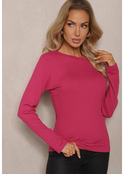 Fuksjowa Bluza Longsleeve z Bawełną Romala ze sklepu Renee odzież w kategorii Bluzki damskie - zdjęcie 175435581