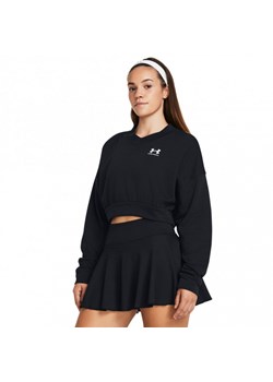 Damska bluza dresowa nierozpinana bez kaptura Under Armour UA Rival Terry OS Crop Crw - czarna ze sklepu Sportstylestory.com w kategorii Bluzy damskie - zdjęcie 175436950