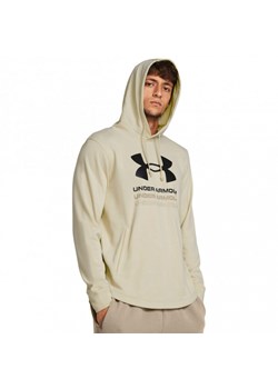 Męska bluza dresowa nierozpinana z kapturem Under Armour UA Rival Terry Graphic Hood - beżowa ze sklepu Sportstylestory.com w kategorii Bluzy męskie - zdjęcie 175437000