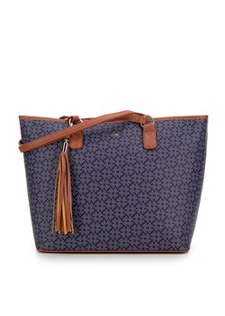 Damska shopperka z chwostem i monogramem granatowa ze sklepu WITTCHEN w kategorii Torby Shopper bag - zdjęcie 175440263