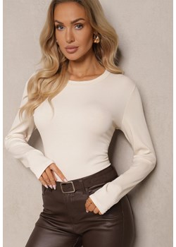 Jasnobeżowa Bluza Longsleeve z Bawełną Romala ze sklepu Renee odzież w kategorii Bluzki damskie - zdjęcie 175441860