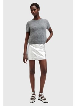 AllSaints spódnica skórzana RENAI SKIRT kolor srebrny mini prosta W058RB ze sklepu ANSWEAR.com w kategorii Spódnice - zdjęcie 175448412