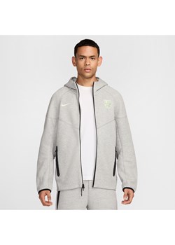 Męska piłkarska bluza z kapturem i zamkiem na całej długości Nike FC Barcelona Tech Fleece Windrunner (wersja trzecia) - Szary ze sklepu Nike poland w kategorii Bluzy męskie - zdjęcie 175459383