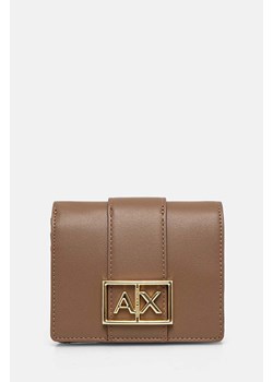 Armani Exchange portfel damski kolor brązowy 948600 4F786 ze sklepu ANSWEAR.com w kategorii Portfele damskie - zdjęcie 175470280