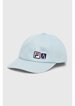 Fila czapka z daszkiem bawełniana Fila x Aries Cap kolor niebieski z aplikacją 42PS24HA010122272307 ze sklepu PRM w kategorii Czapki z daszkiem damskie - zdjęcie 175474721