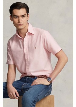 Polo Ralph Lauren koszula bawełniana męska kolor różowy regular z kołnierzykiem button-down ze sklepu ANSWEAR.com w kategorii Koszule męskie - zdjęcie 175479061