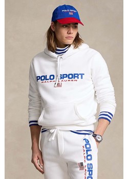 Polo Ralph Lauren bluza męska kolor biały z kapturem z nadrukiem ze sklepu ANSWEAR.com w kategorii Bluzy męskie - zdjęcie 175480142