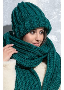 Czapka o grubym splocie chunky knit w kolorze zielonym  F1554, Kolor zielony, Rozmiar one size, Fobya ze sklepu Primodo w kategorii Czapki zimowe damskie - zdjęcie 175484024