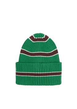 Cropp - Zielona czapka beanie w paski - zielony ze sklepu Cropp w kategorii Czapki zimowe męskie - zdjęcie 175496930