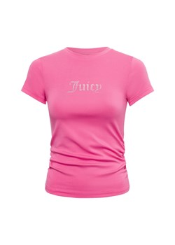 Juicy by Juicy Couture Koszulka damska - Dot Ruched Tee Kobiety Modal wyrazisty róż jednolity ze sklepu vangraaf w kategorii Bluzki damskie - zdjęcie 175496981