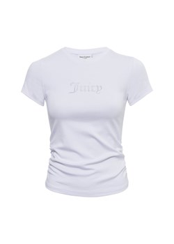 Juicy by Juicy Couture Koszulka damska - Dot Ruched Tee Kobiety Modal biały jednolity ze sklepu vangraaf w kategorii Bluzki damskie - zdjęcie 175496982