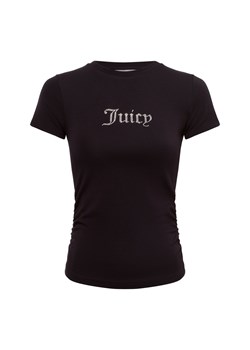 Juicy by Juicy Couture Koszulka damska - Dot Ruched Tee Kobiety Modal czarny jednolity ze sklepu vangraaf w kategorii Bluzki damskie - zdjęcie 175496983