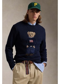 Polo Ralph Lauren sweter z domieszką lnu kolor granatowy  710946137 ze sklepu ANSWEAR.com w kategorii Swetry męskie - zdjęcie 175513370