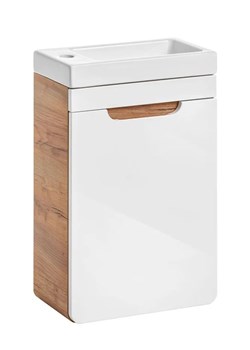 Szafka z umywalką Zeftox 7S 40 cm - Biały połysk ze sklepu Edinos.pl w kategorii Szafki i regały łazienkowe - zdjęcie 175530240