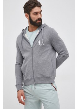 Armani Exchange bluza bawełniana męska kolor szary z kapturem gładka 8NZMPP ZJ1ZZ ze sklepu ANSWEAR.com w kategorii Bluzy męskie - zdjęcie 175531784